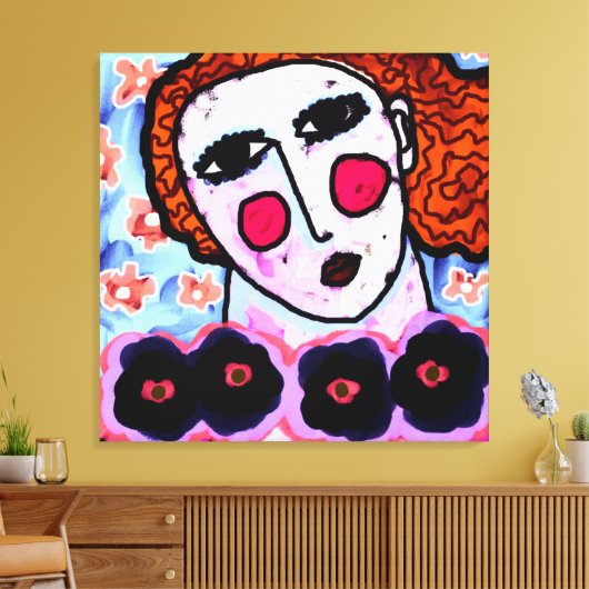 Frau mit Blume Abstrakte digitale Malerei Leinwanddruck (Insitu (Wohnzimmer))