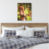 Frau mit Blume auf einer Schaukel Leinwanddruck (Insitu (Schlafzimmer))