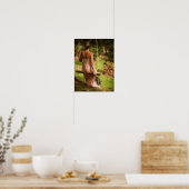 Frau mit Blume auf einer Schaukel Poster (Küche)