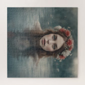 Frau mit Blume auf ihrem Kopf im Teich Puzzle (Horizontal)