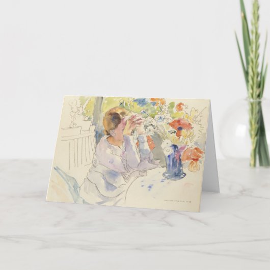 Frau mit Blume Bouquet | Philipp Franck Karte (Vorderseite)