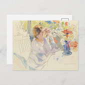 Frau mit Blume Bouquet | Philipp Franck Postkarte (Vorne/Hinten)