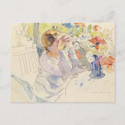 Frau mit Blume Bouquet | Philipp Franck Postkarte (Vorderseite)