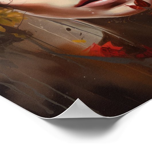 Frau mit Blume Head Art Print Poster (Ecke)