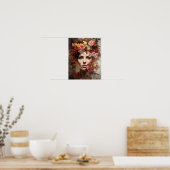 Frau mit Blume Head Art Print Poster (Küche)