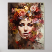 Frau mit Blume Head Art Print Poster (Vorne)