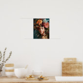 Frau mit Blume Head Art Print Poster (Küche)