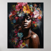 Frau mit Blume Head Art Print Poster (Vorne)