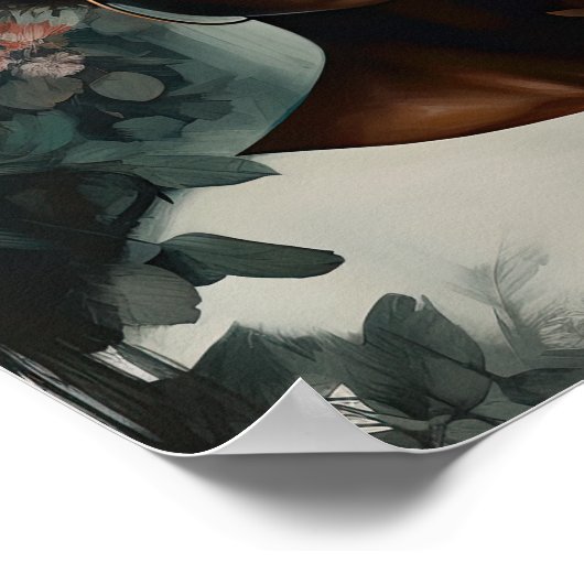 Frau mit Blume Head Art Print Poster (Ecke)