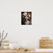 Frau mit Blume Head Art Print Poster (Küche)