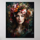 Frau mit Blume Head Art Print Poster (Vorne)