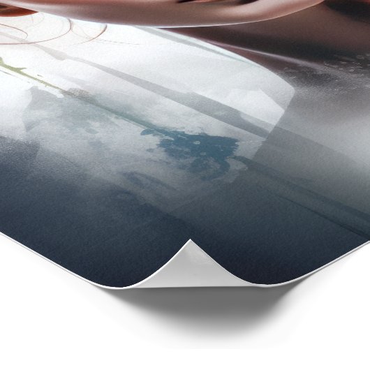 Frau mit Blume Head Art Print Poster (Ecke)