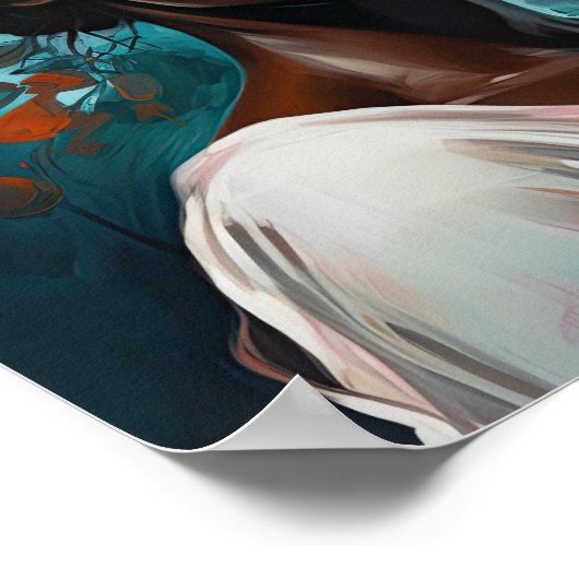 Frau mit Blume Head Art Print Poster (Ecke)