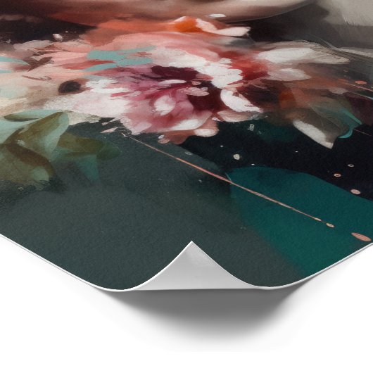 Frau mit Blume Head Art Print Poster (Ecke)