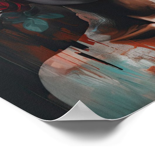 Frau mit Blume Head Art Print Poster (Ecke)