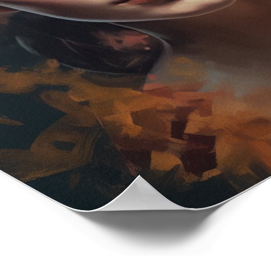 Frau mit Blume Head Art Print Poster (Ecke)