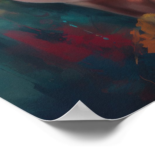 Frau mit Blume Head Art Print Poster (Ecke)