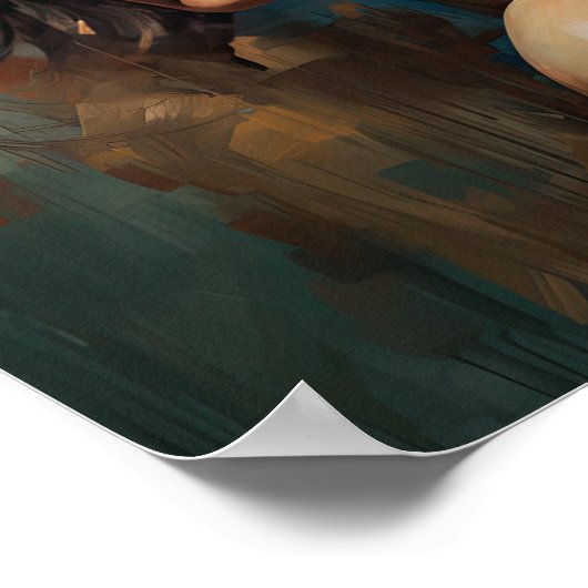 Frau mit Blume Head Art Print Poster (Ecke)