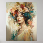 Frau mit Blume Head Art Print Poster (Vorne)