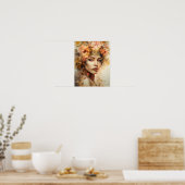 Frau mit Blume Head Art Print Poster (Küche)