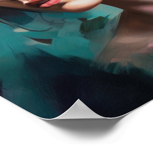 Frau mit Blume Head Art Print Poster (Ecke)