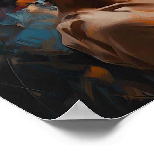 Frau mit Blume Head Art Print Poster (Ecke)