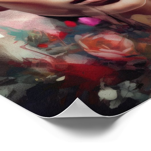 Frau mit Blume Head Art Print Poster (Ecke)