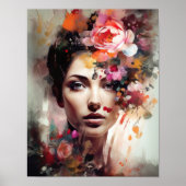 Frau mit Blume Head Art Print Poster (Vorne)