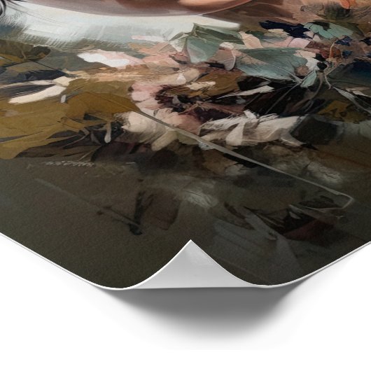 Frau mit Blume Head Art Print Poster (Ecke)