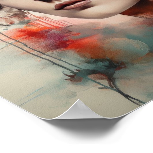 Frau mit Blume Head Art Print Poster (Ecke)