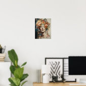 Frau mit Blume Head Art Print Poster (Heimbüro)