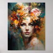 Frau mit Blume Head Art Print Poster (Vorne)