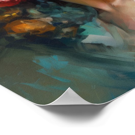 Frau mit Blume Head Art Print Poster (Ecke)