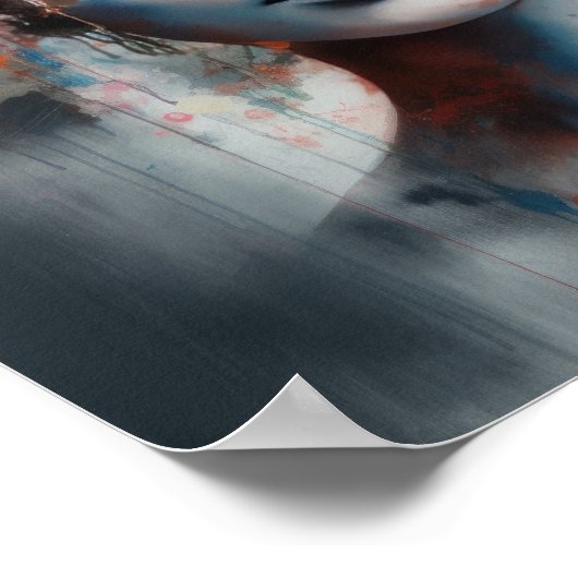 Frau mit Blume Head Art Print Poster (Ecke)