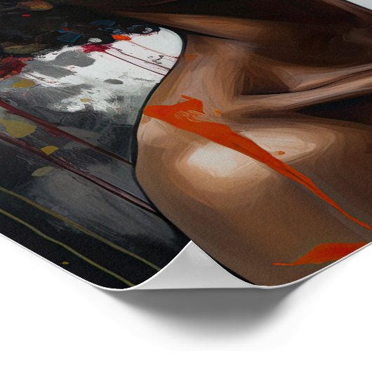 Frau mit Blume Head Art Print Poster (Ecke)