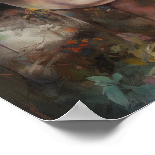 Frau mit Blume Head Art Print Poster (Ecke)