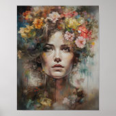 Frau mit Blume Head Art Print Poster (Vorne)