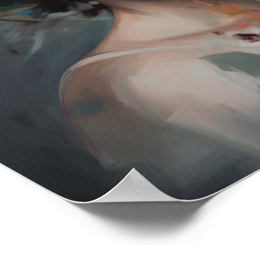 Frau mit Blume Head Art Print Poster (Ecke)