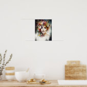 Frau mit Blume Head Art Print Poster (Küche)