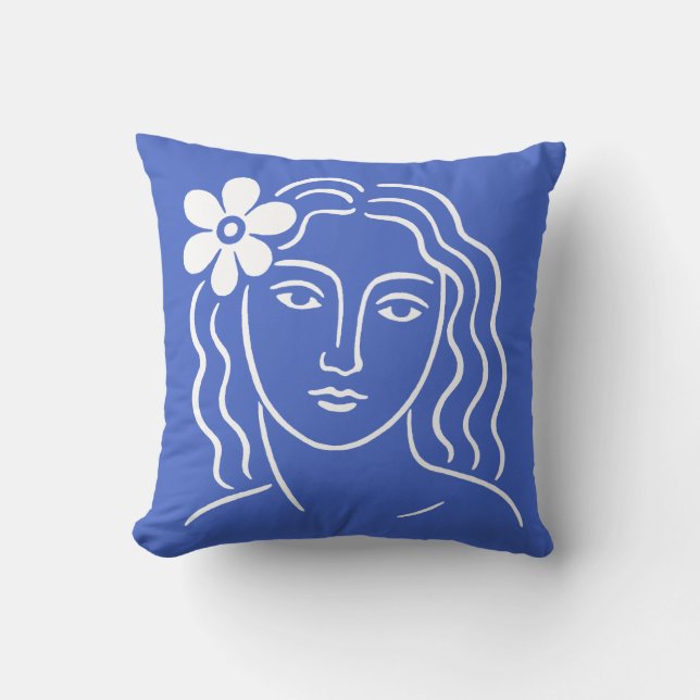 Frau mit Blume im Haar Kissen (Vorderseite)