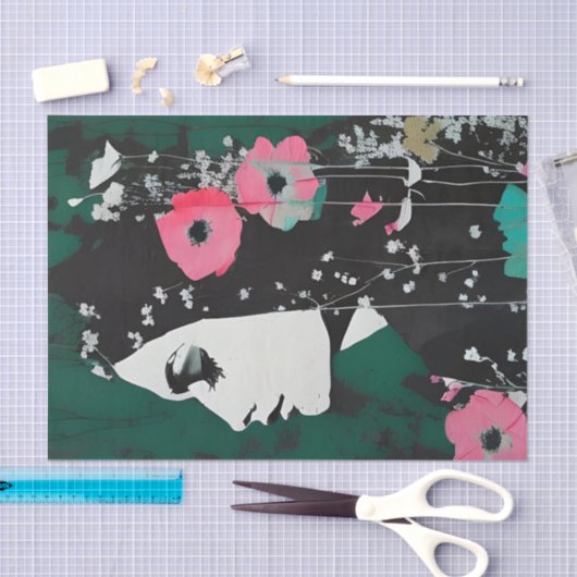 Frau mit Blume im Haardekoutsystem Seidenpapier (Handwerk)