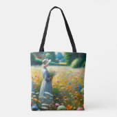 Frau mit Blume in einem Haus Tasche (Rückseite)