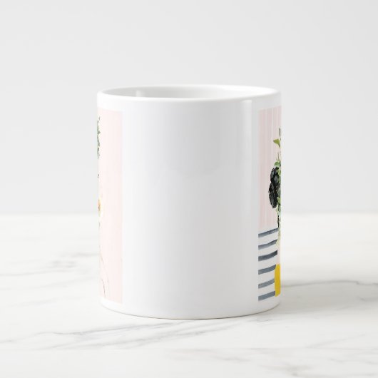 Frau mit Blume Jumbo-Tasse (Vorderseite)