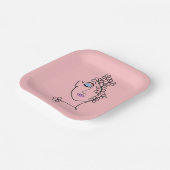 Frau mit Blume Linie Art Pink Pappteller (Gewinkelt)