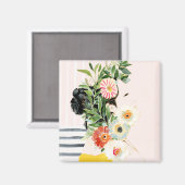 Frau mit Blume Magnet (Vorderseite/Rückseite)