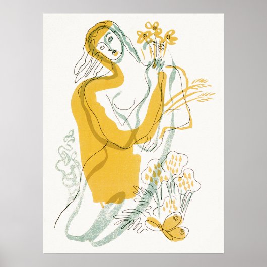 Frau mit Blume Poster (Vorne)