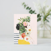 Frau mit Blume Postkarte (Stehend Vorderseite)
