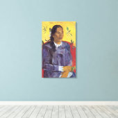 Frau mit Blume von Paul Gauguin Leinwanddruck (Insitu (Holzboden))