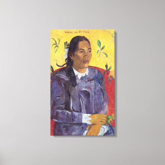 Frau mit Blume von Paul Gauguin Leinwanddruck (Vorderseite)