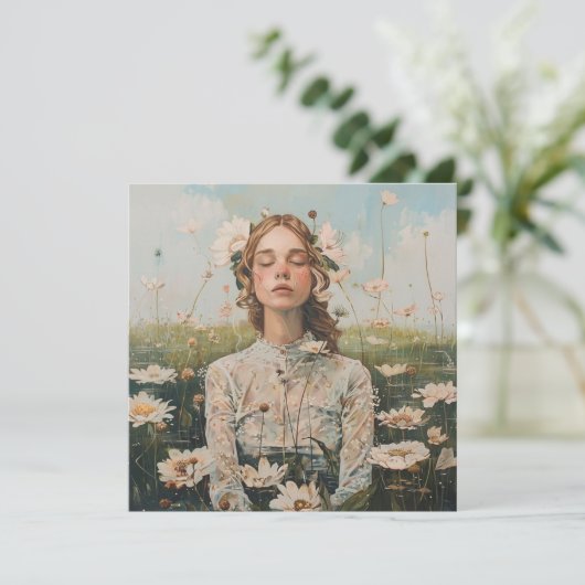 FRAU MIT BLUMEN KARTE (Stehend Vorderseite)